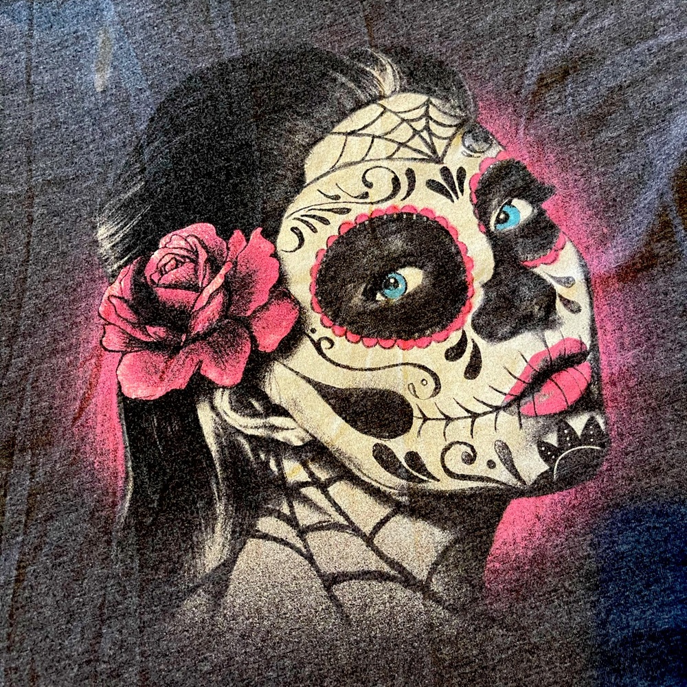 Sugar Skull Grey T-Shirt, size 3XL